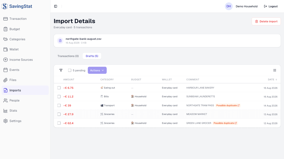 Stop typing in transactions